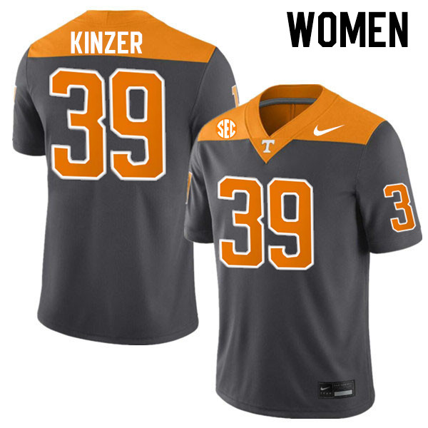 Women #39 Malcolm Kinzer Tennessee Volunteers College Football Jerseys Stitched-Anthracite